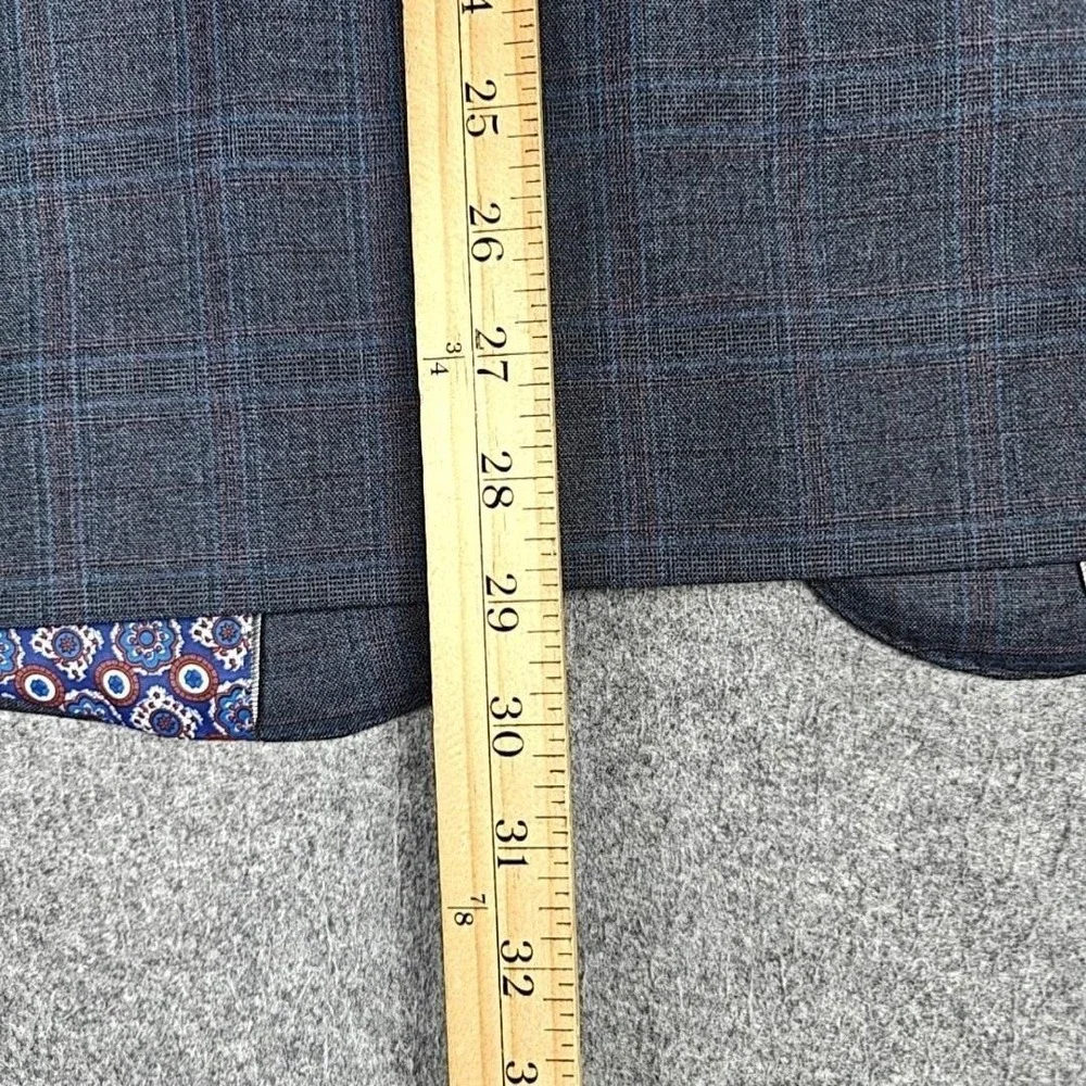 Statement‎ Suit Jacket Vest Mens 40R Gray Plaid Wool Cashmere 2 Piece Slim Fit